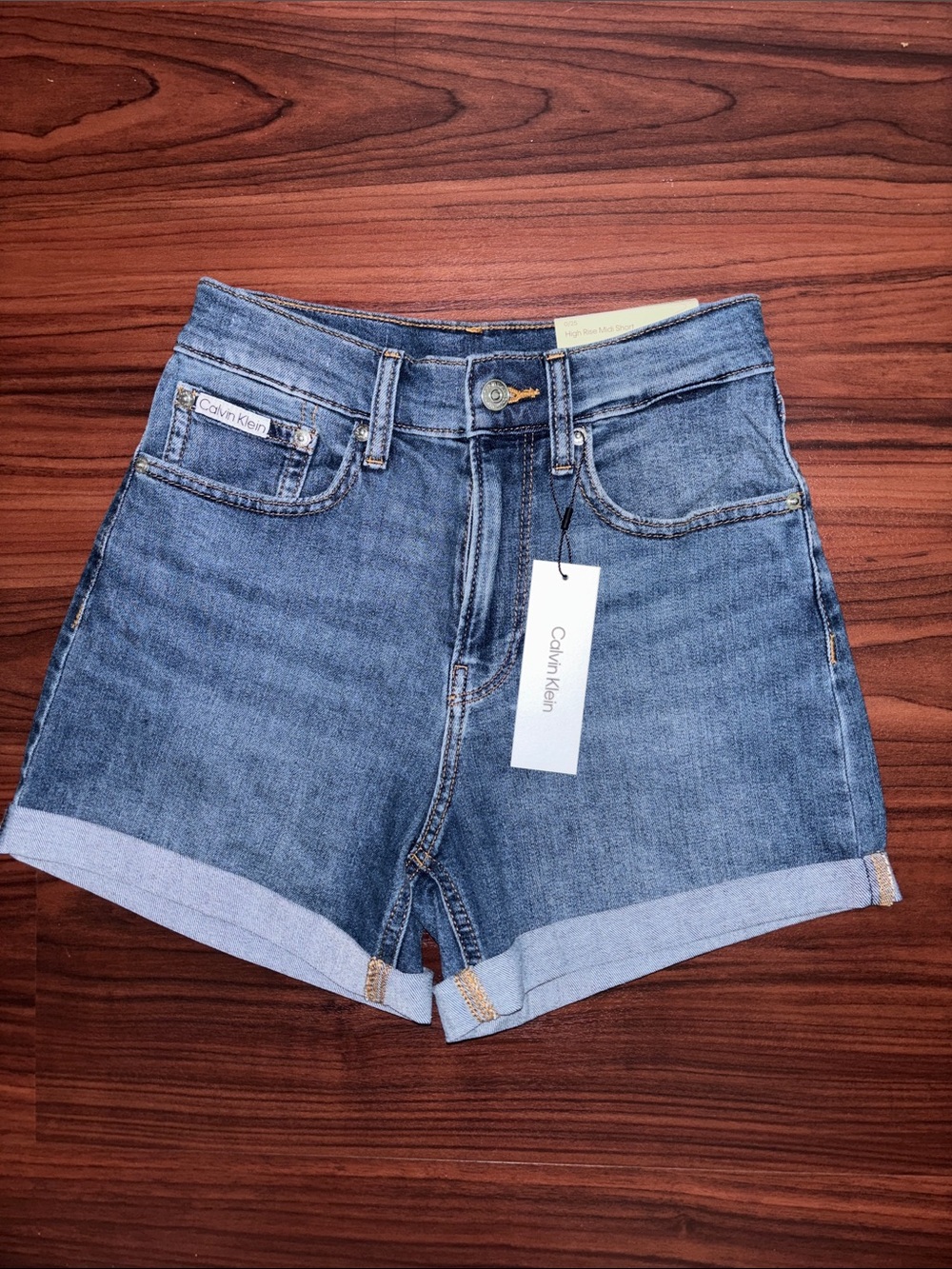 Calvin Klein Medium Blue Denim Roll-Cuff Women's Shorts
